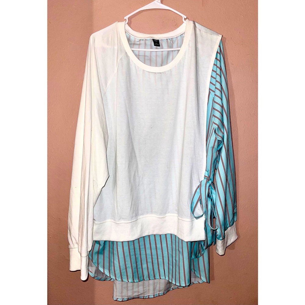 Layered White Sweater w/ Turquoise Shirt